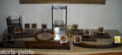 Accessori Per Bagno d'Epoca In Vetro Molato Fumè E Metallo Cromato   Design FAB