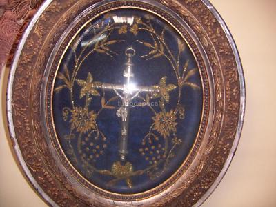 Decorativo Quadretto d'Epoca   Arte Popolare Devozionale   Cornice Ovale   Inusuale