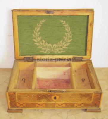 Antico Cofanetto In Legno Intarsiato (1873)
