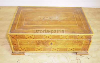 Antico Cofanetto In Legno Intarsiato (1873)