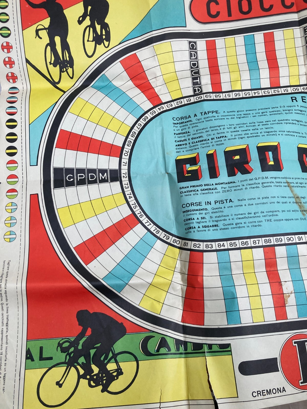 Sport: Ciclismo, Giro d'Italia. Enorme Gioco Di Percorso, Cromolitografia Gerevini, Cremona