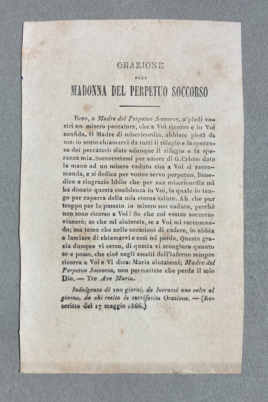 Stampa Popolare Devozionale. Santino Della Madonna Del Perpetuo Soccorso. Incisore O. Ufer.