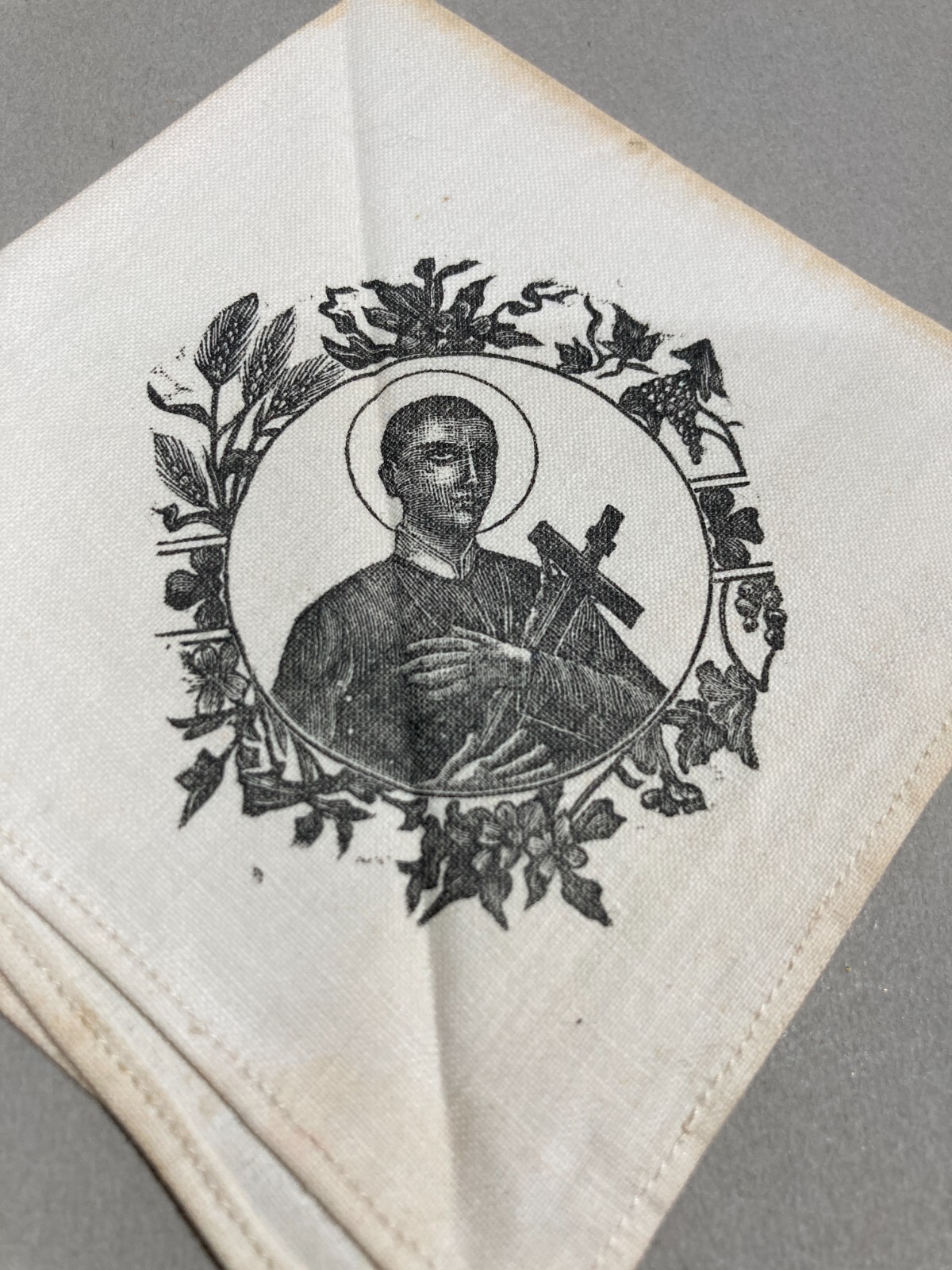 Stampa Popolare Devozionale: Antica Incisione Su Tessuto Raffigurante San Gerardo