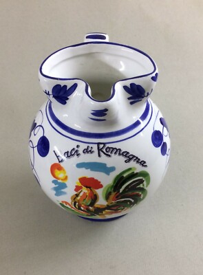 Ceramica Decorativa   Boccale Decorato Con Gallo   Pubblicità Flamigni   Romagna