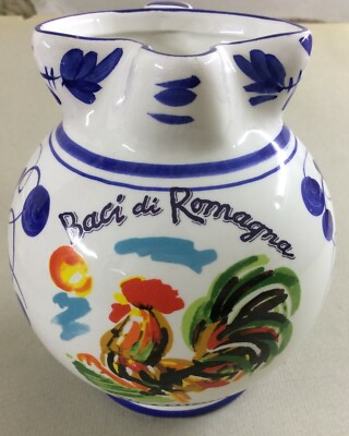 Ceramica Decorativa   Boccale Decorato Con Gallo   Pubblicità Flamigni   Romagna