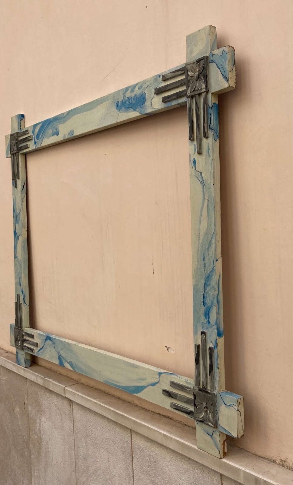 Cornice d'Epoca In Stile Liberty Con Decoro Marmorizzato