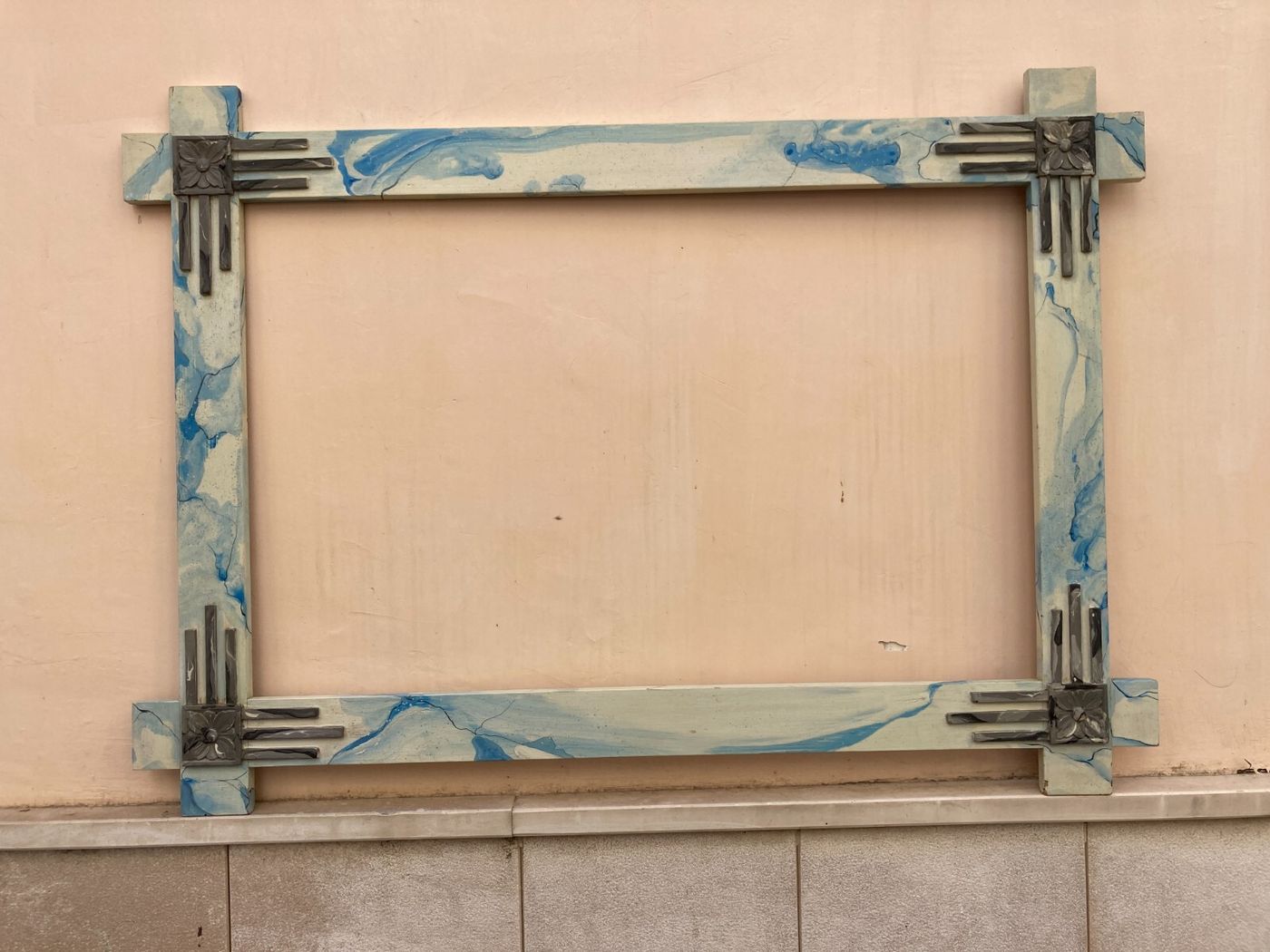 Cornice d'Epoca In Stile Liberty Con Decoro Marmorizzato