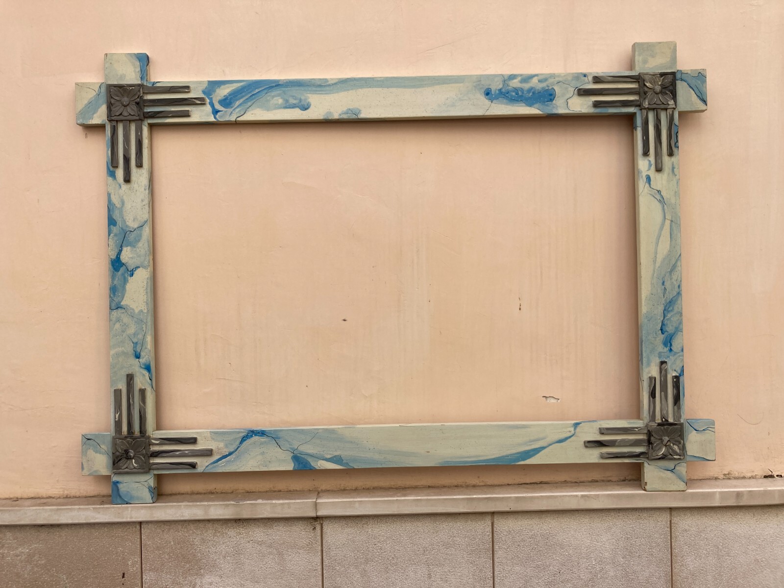 Cornice d'Epoca In Stile Liberty Con Decoro Marmorizzato