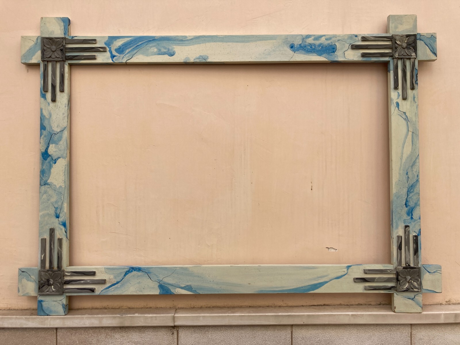 Cornice d'Epoca In Stile Liberty Con Decoro Marmorizzato