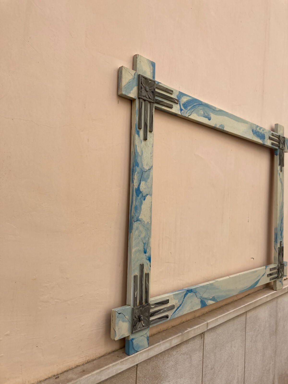 Cornice d'Epoca In Stile Liberty Con Decoro Marmorizzato