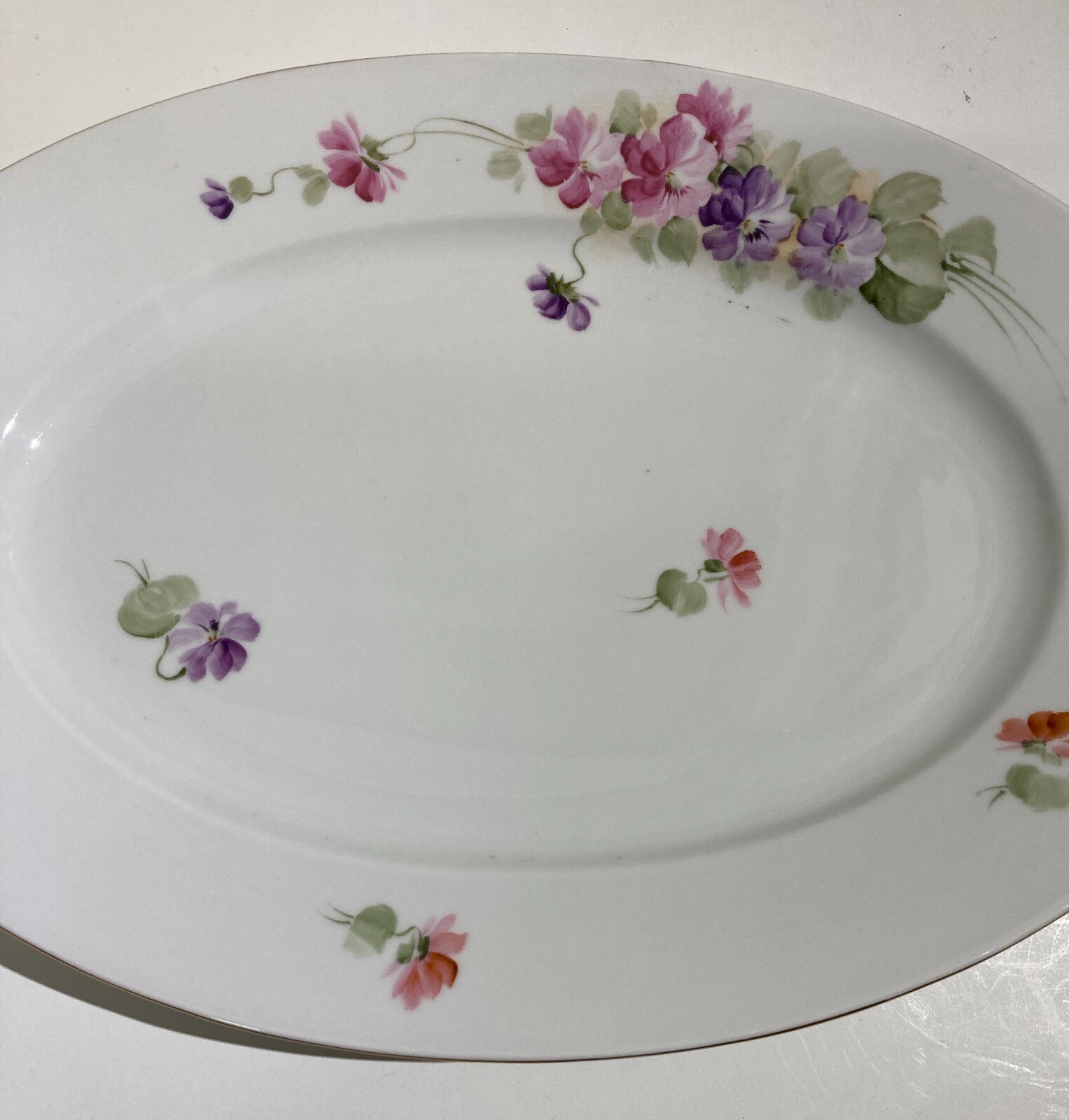 Decorativo Soprammobile, Grande Piatto In Porcellana Ginori Con Decoro Floreale Antico
