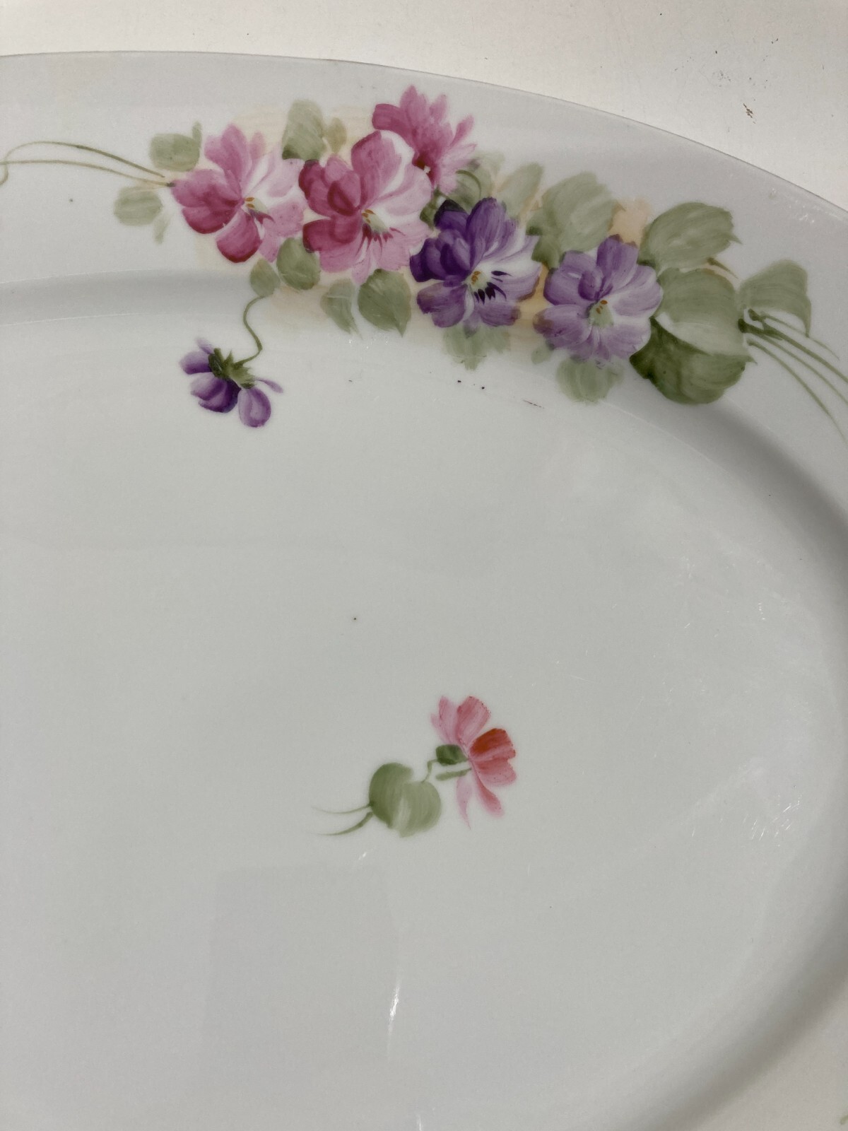 Decorativo Soprammobile, Grande Piatto In Porcellana Ginori Con Decoro Floreale Antico