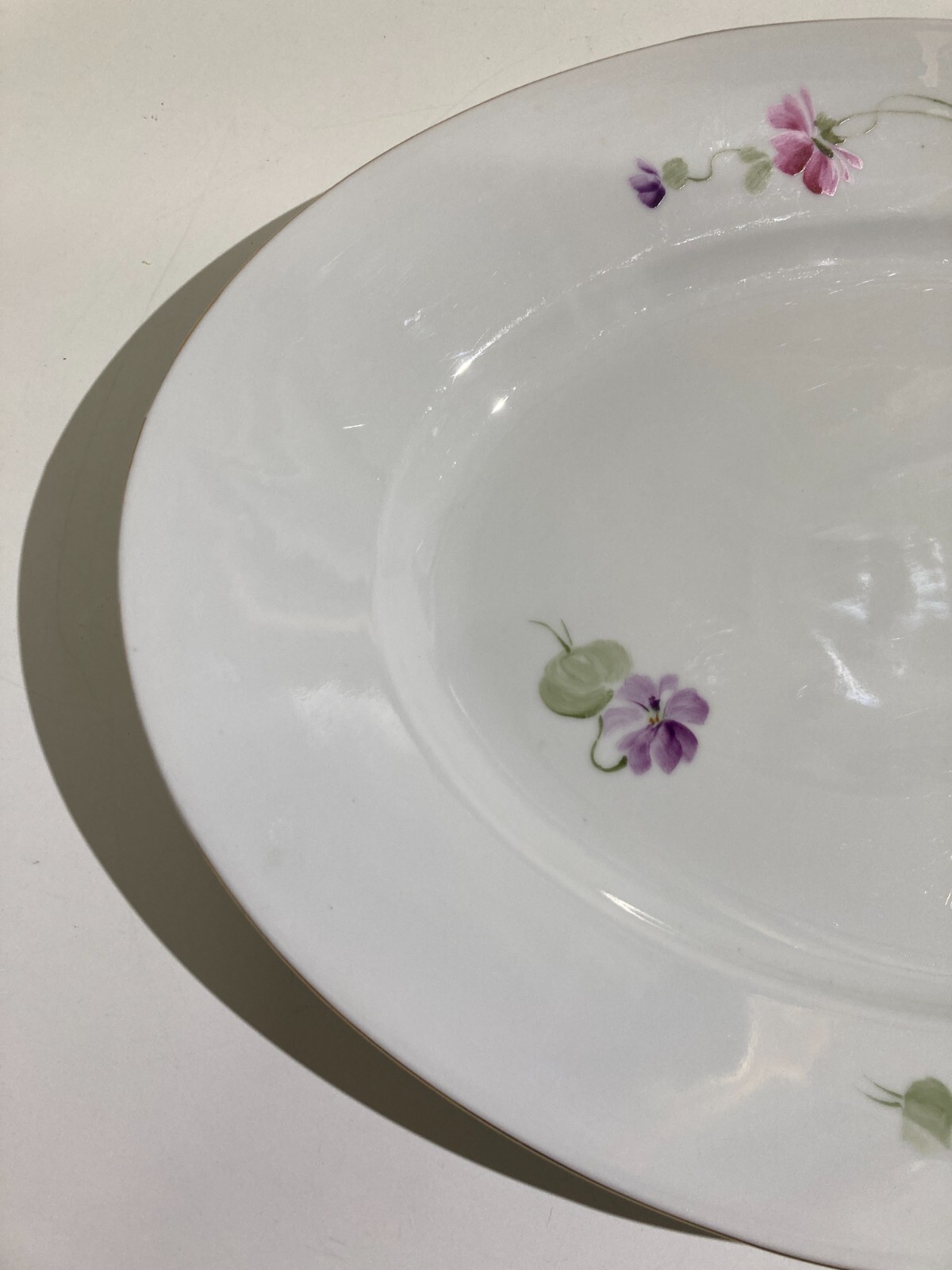 Decorativo Soprammobile, Grande Piatto In Porcellana Ginori Con Decoro Floreale Antico