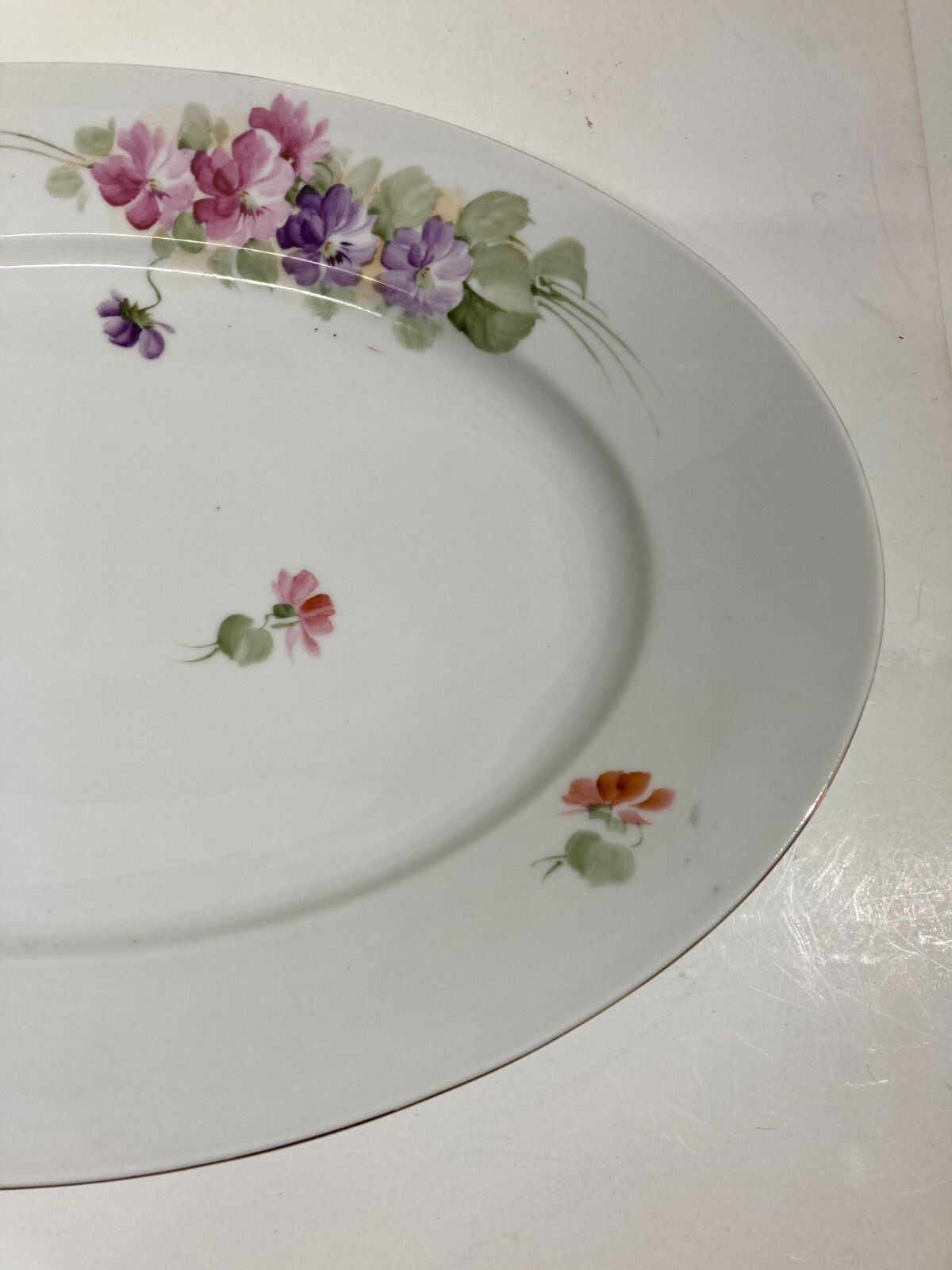 Decorativo Soprammobile, Grande Piatto In Porcellana Ginori Con Decoro Floreale Antico