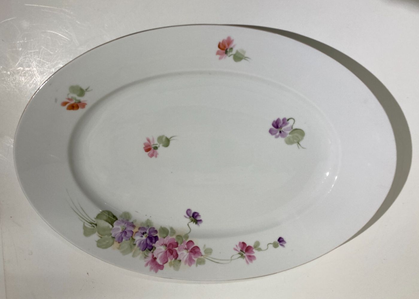 Decorativo Soprammobile, Grande Piatto In Porcellana Ginori Con Decoro Floreale Antico