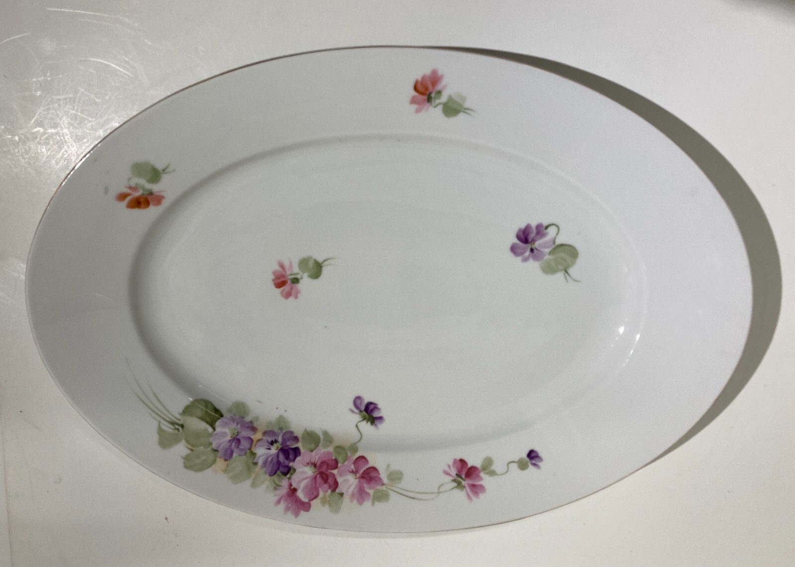 Decorativo Soprammobile, Grande Piatto In Porcellana Ginori Con Decoro Floreale Antico