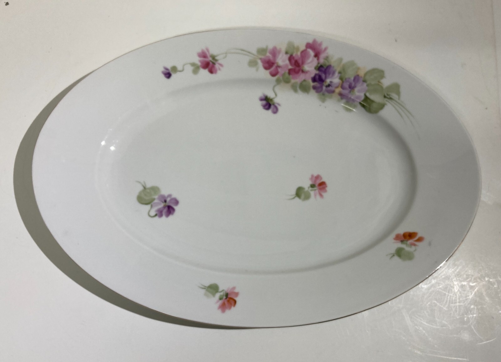 Decorativo Soprammobile, Grande Piatto In Porcellana Ginori Con Decoro Floreale Antico