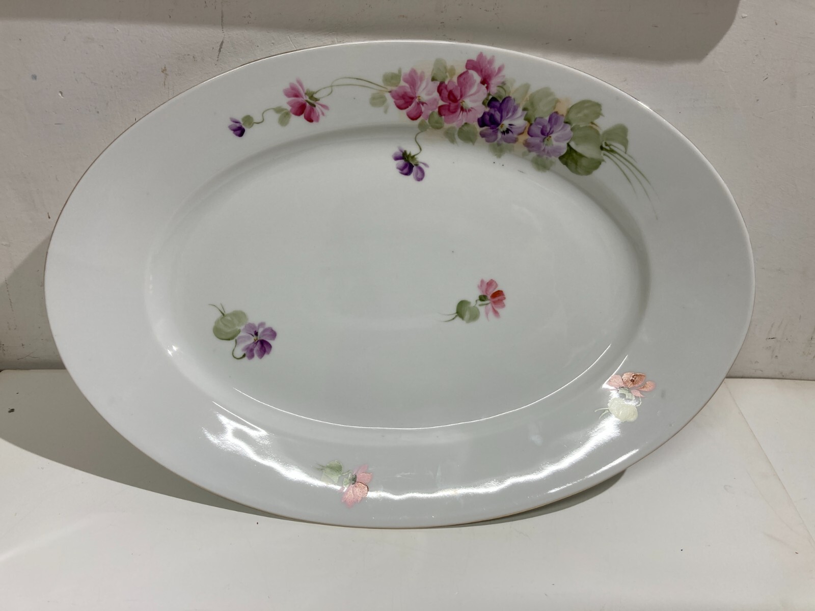 Decorativo Soprammobile, Grande Piatto In Porcellana Ginori Con Decoro Floreale Antico