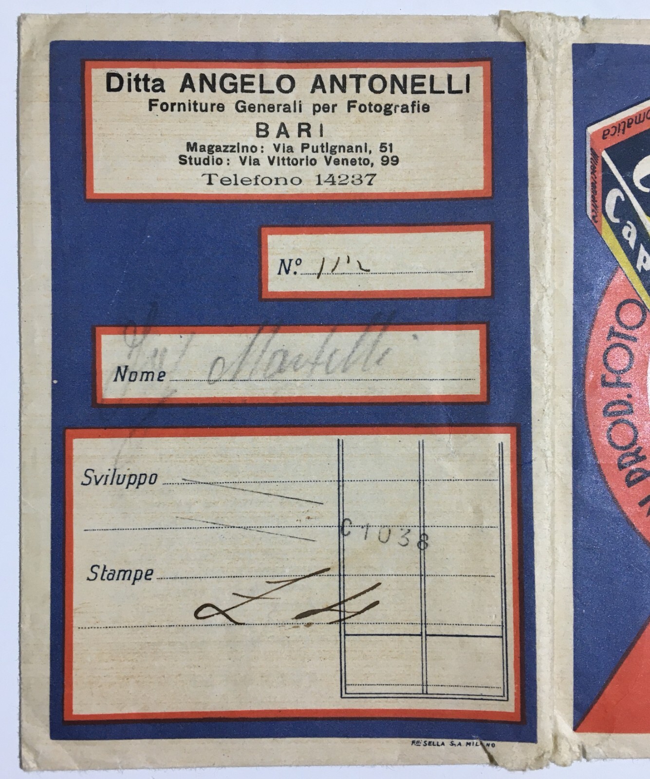 Pubblicitaria Fotografica: Cappelli E Ferrania, Milano E Antonelli, Bari
