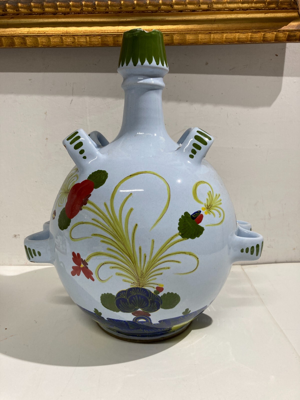 Artistico Soprammobile Ceramica Floreale Faenza Maestri Maiolicari Decorativa