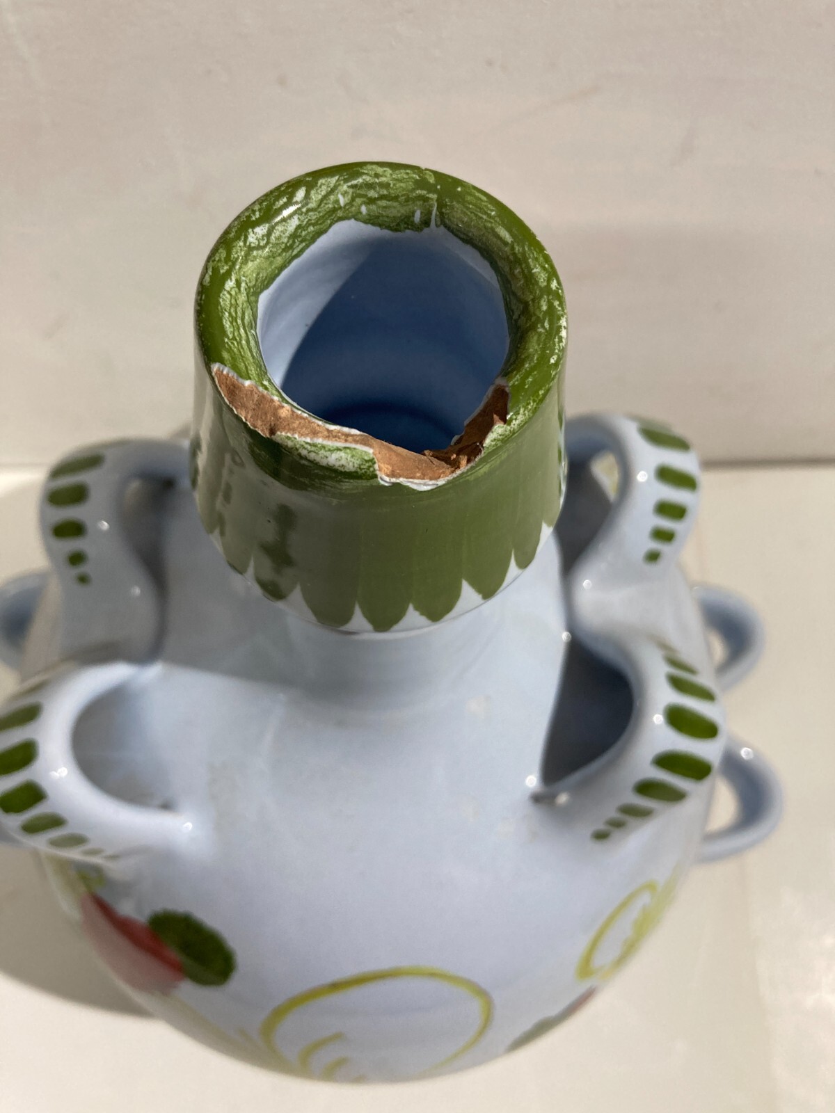 Artistico Soprammobile Ceramica Floreale Faenza Maestri Maiolicari Decorativa