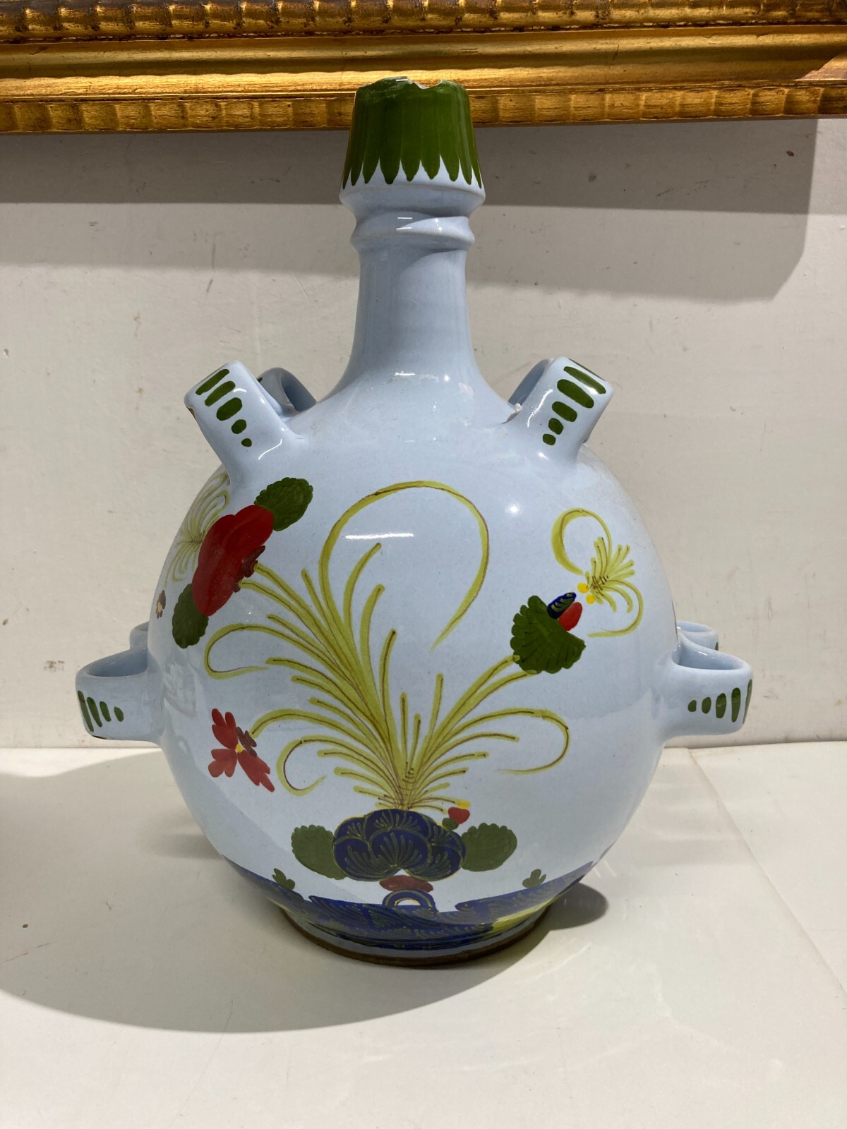 Artistico Soprammobile Ceramica Floreale Faenza Maestri Maiolicari Decorativa