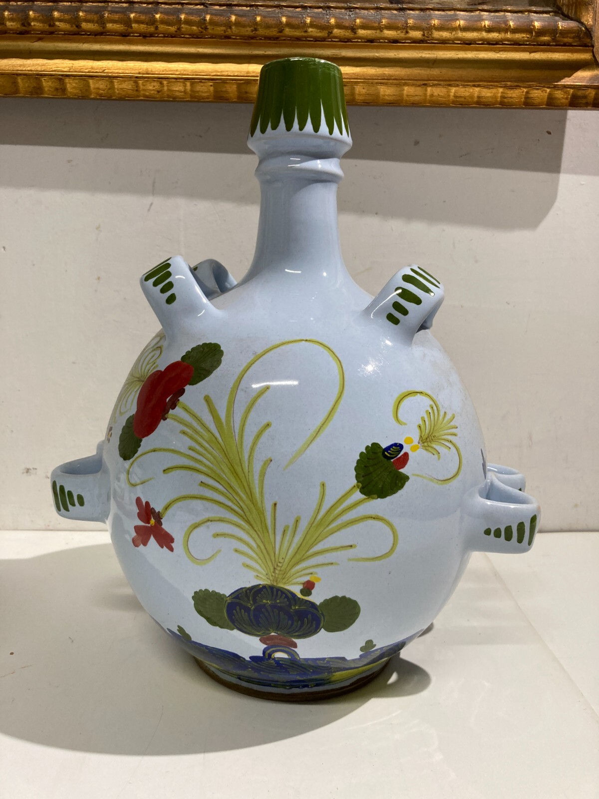 Artistico Soprammobile Ceramica Floreale Faenza Maestri Maiolicari Decorativa