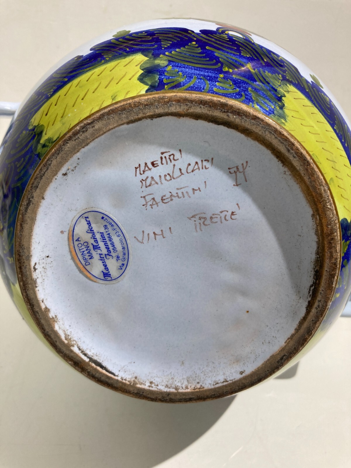 Artistico Soprammobile Ceramica Floreale Faenza Maestri Maiolicari Decorativa