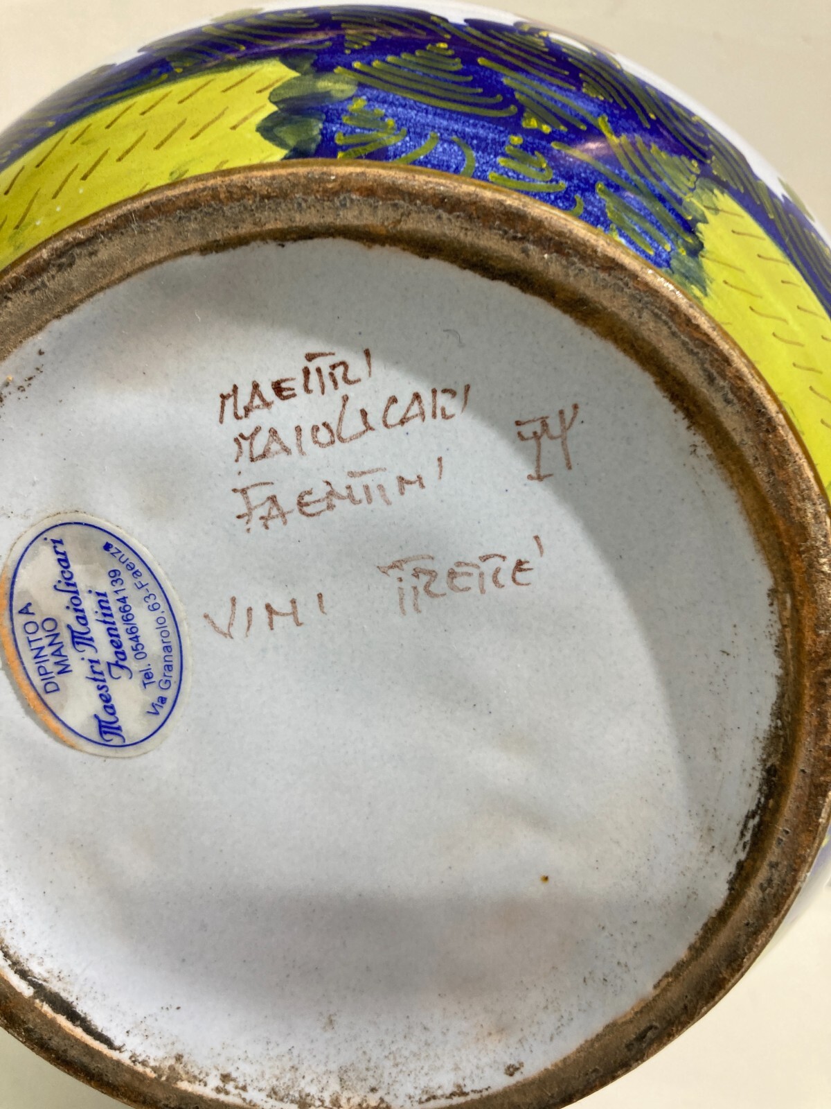 Artistico Soprammobile Ceramica Floreale Faenza Maestri Maiolicari Decorativa