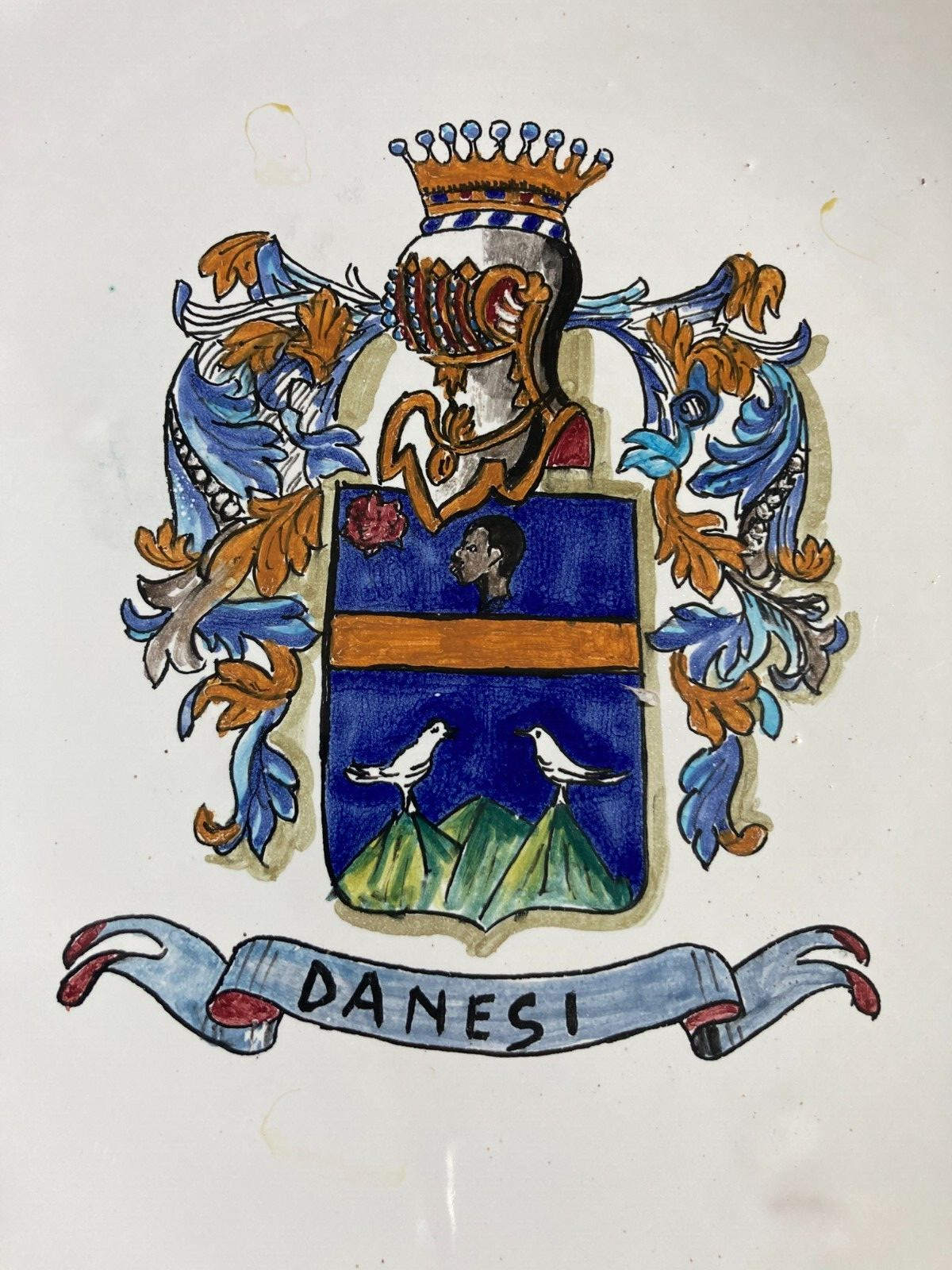 Abruzzo Marche, Araldica: Stemma Gentilizio Casata Danesi. Piatto Decorativo Da Collezione.