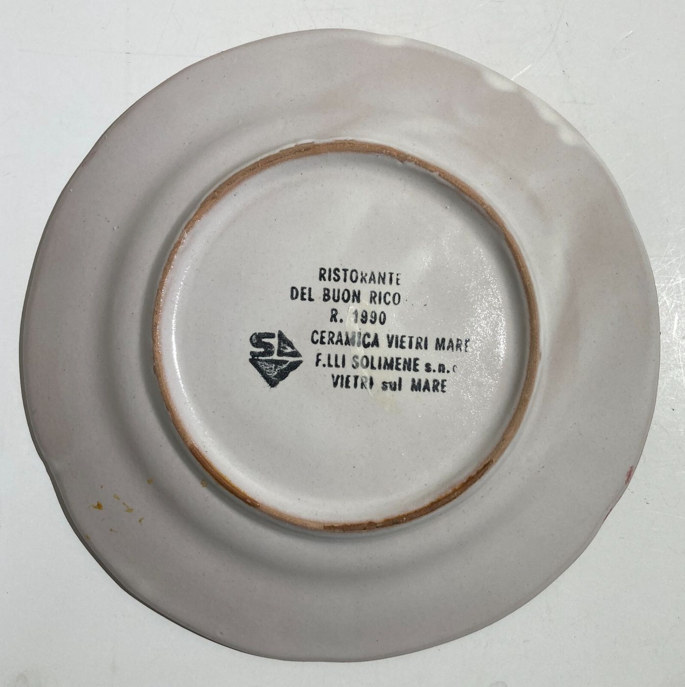 Piatto Pubblicitario Ristorante Vecchia Silvi, Solimene Vietri