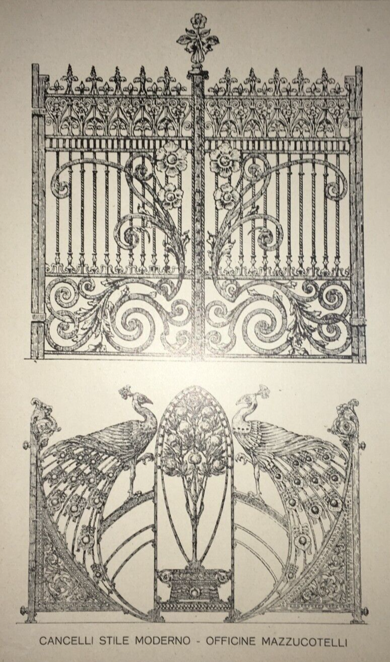 Arte Artigianato Del Ferro. Cancelli Decorativi Con Pavoni. Mazzucotelli