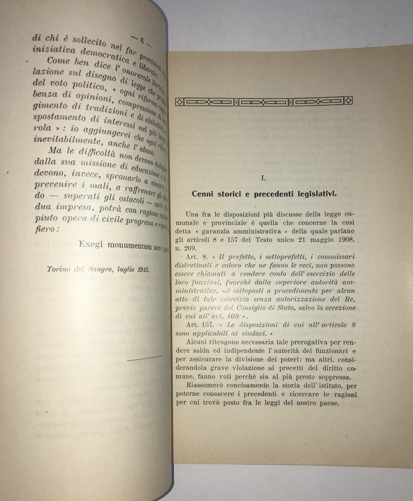 Abruzzo. Torino Di Sangro. Lanciano. Giuridica. Garanzia Amministrativa. Priori. 1913.