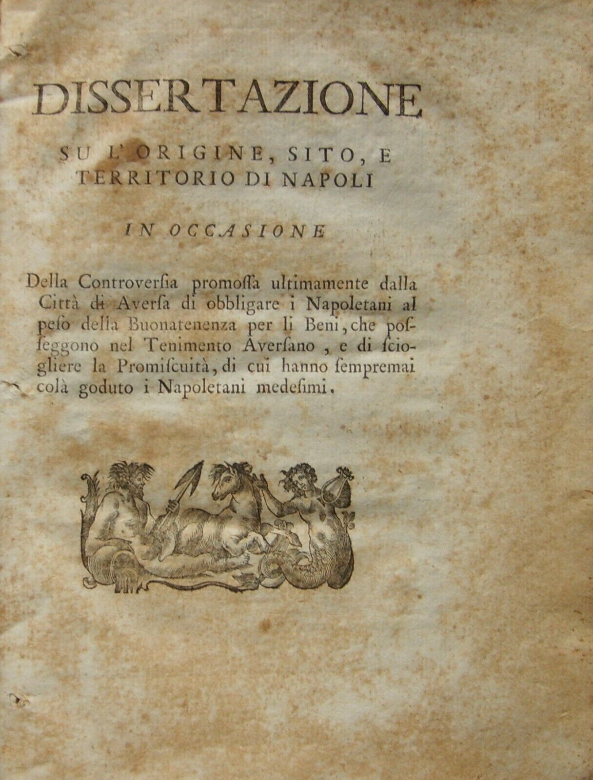 Napoli, Aversa: Antica Allegazione Giuridica Di Storia Locale Di Carlo Franchi (1754)