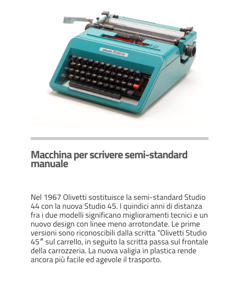 Macchina Da Scrivere Olivetti Studio 45, Design Ettore Sottsass E Hans Von Klier