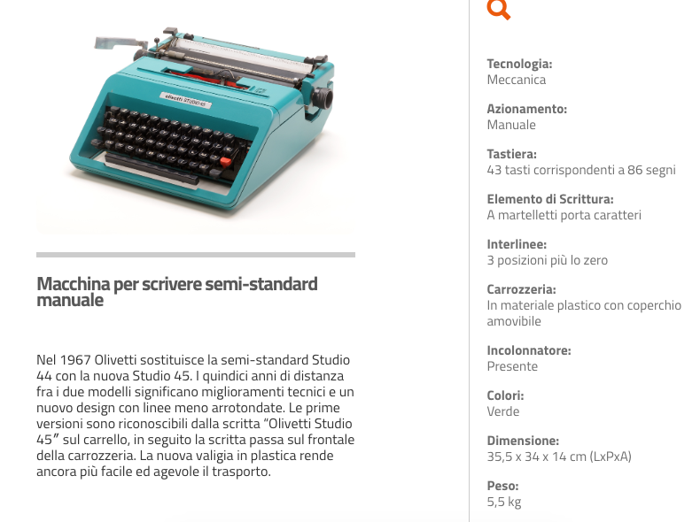 Macchina Da Scrivere Olivetti Studio 45, Design Ettore Sottsass E Hans Von Klier