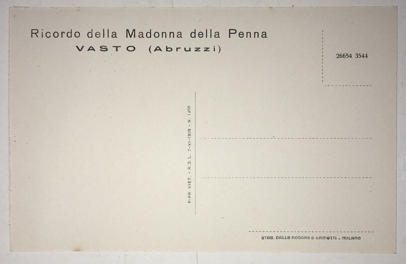 Abruzzo   Vasto   Madonna Della Penna   Cartolina Illustrata