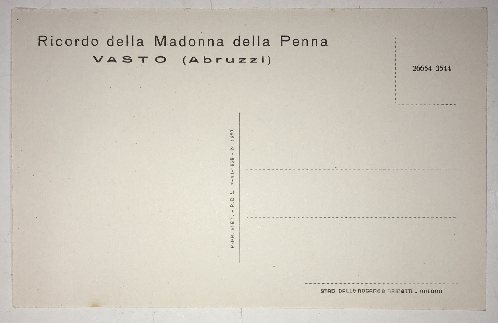 Abruzzo   Vasto   Madonna Della Penna   Cartolina Illustrata