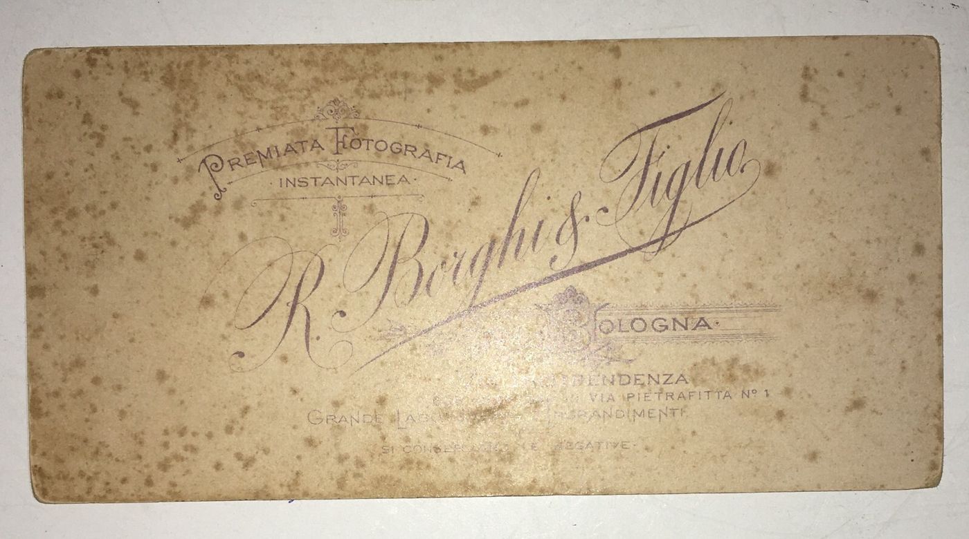 Bologna: Ritratto Fotografico Di Gentiluomo, Studio Borghi, Fine '800