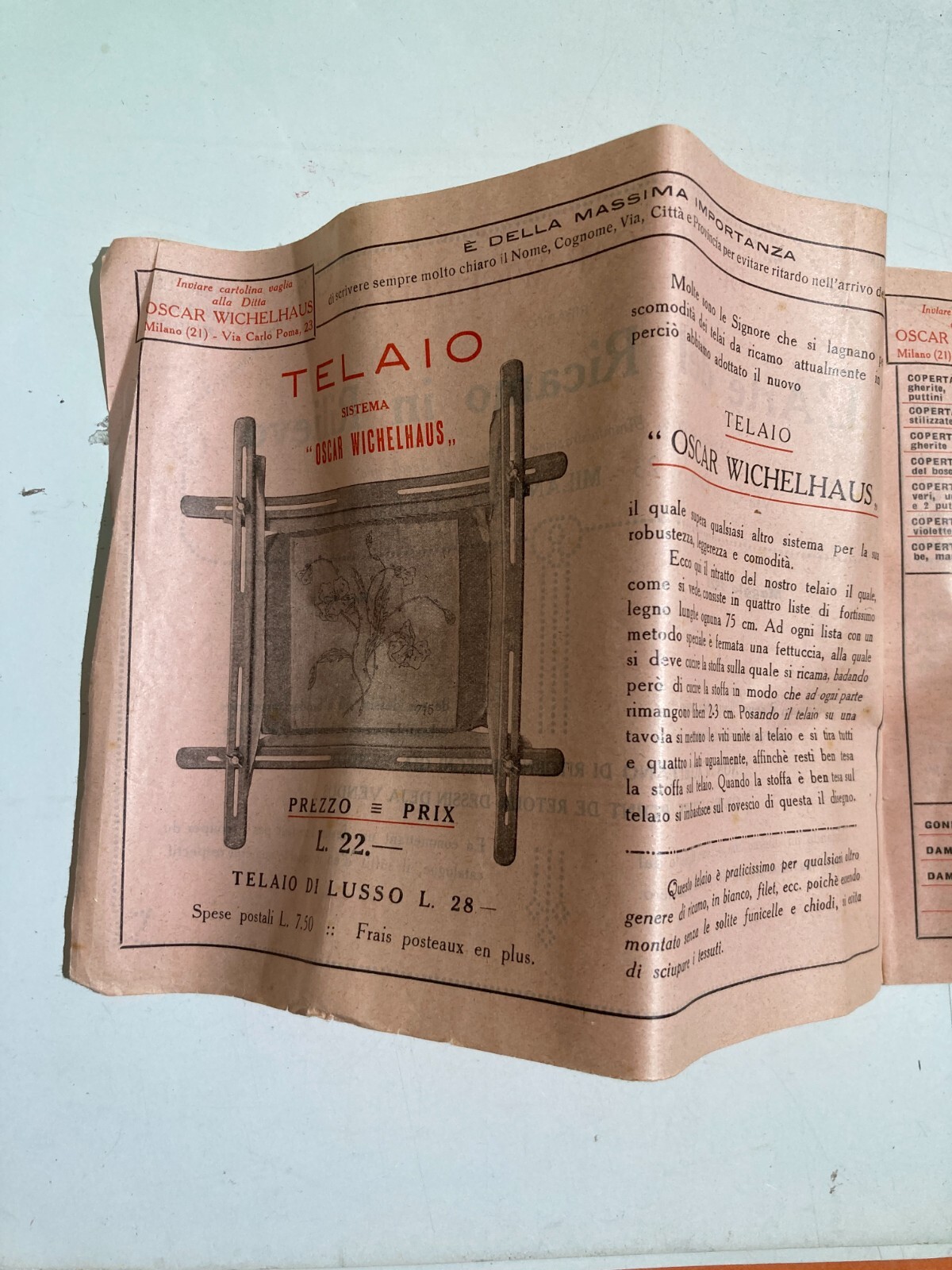 Arte Del Ricamo: Catalogo Pubblicitario Oscar Wichelhaus (1925)