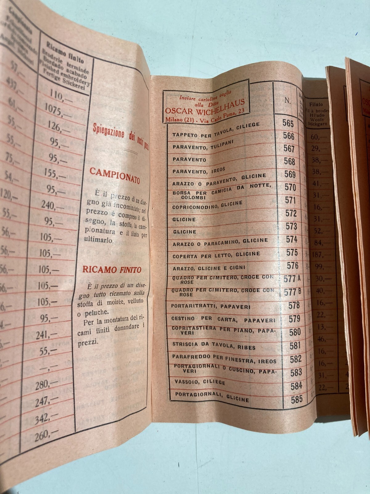 Arte Del Ricamo: Catalogo Pubblicitario Oscar Wichelhaus (1925)