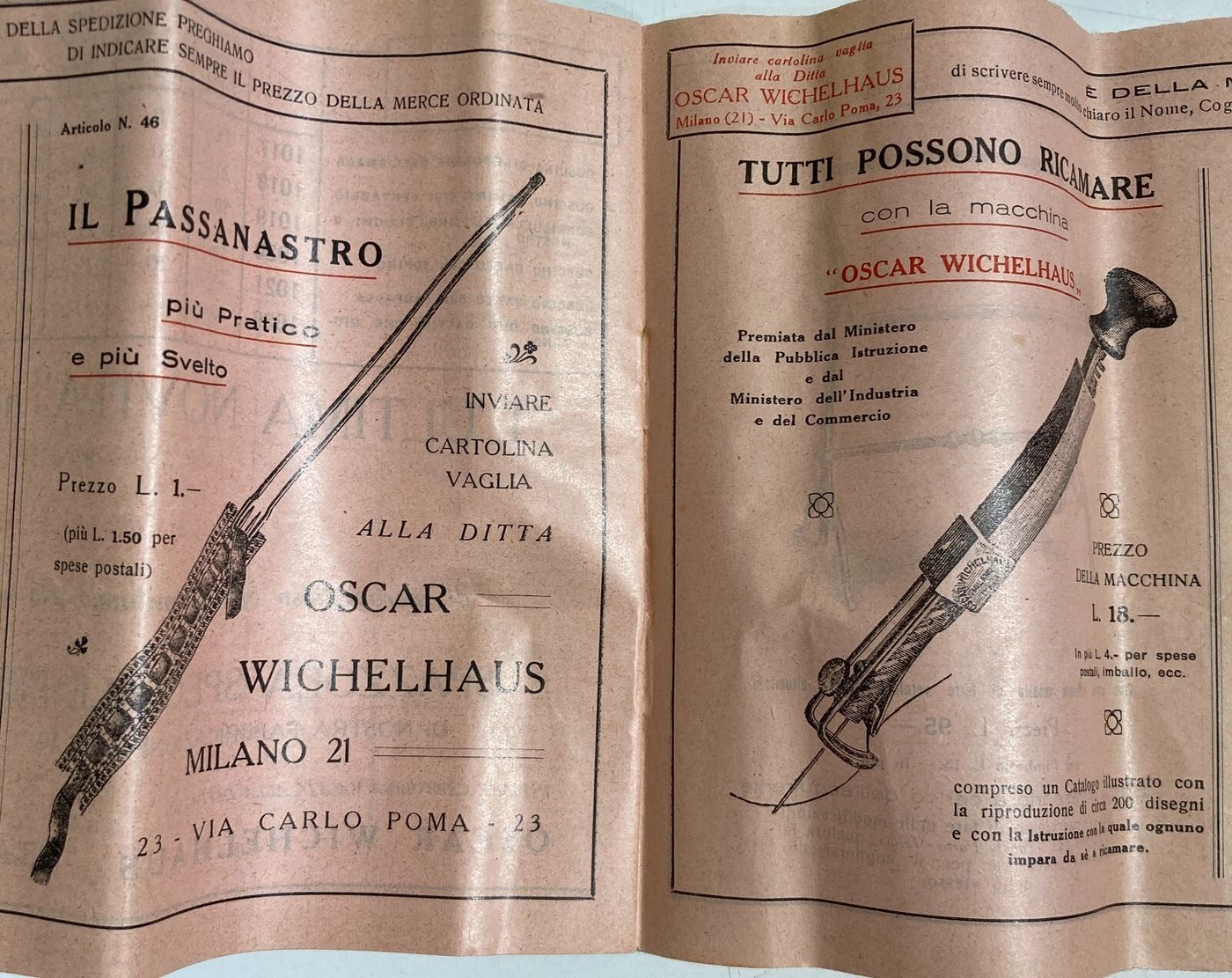 Arte Del Ricamo: Catalogo Pubblicitario Oscar Wichelhaus (1925)