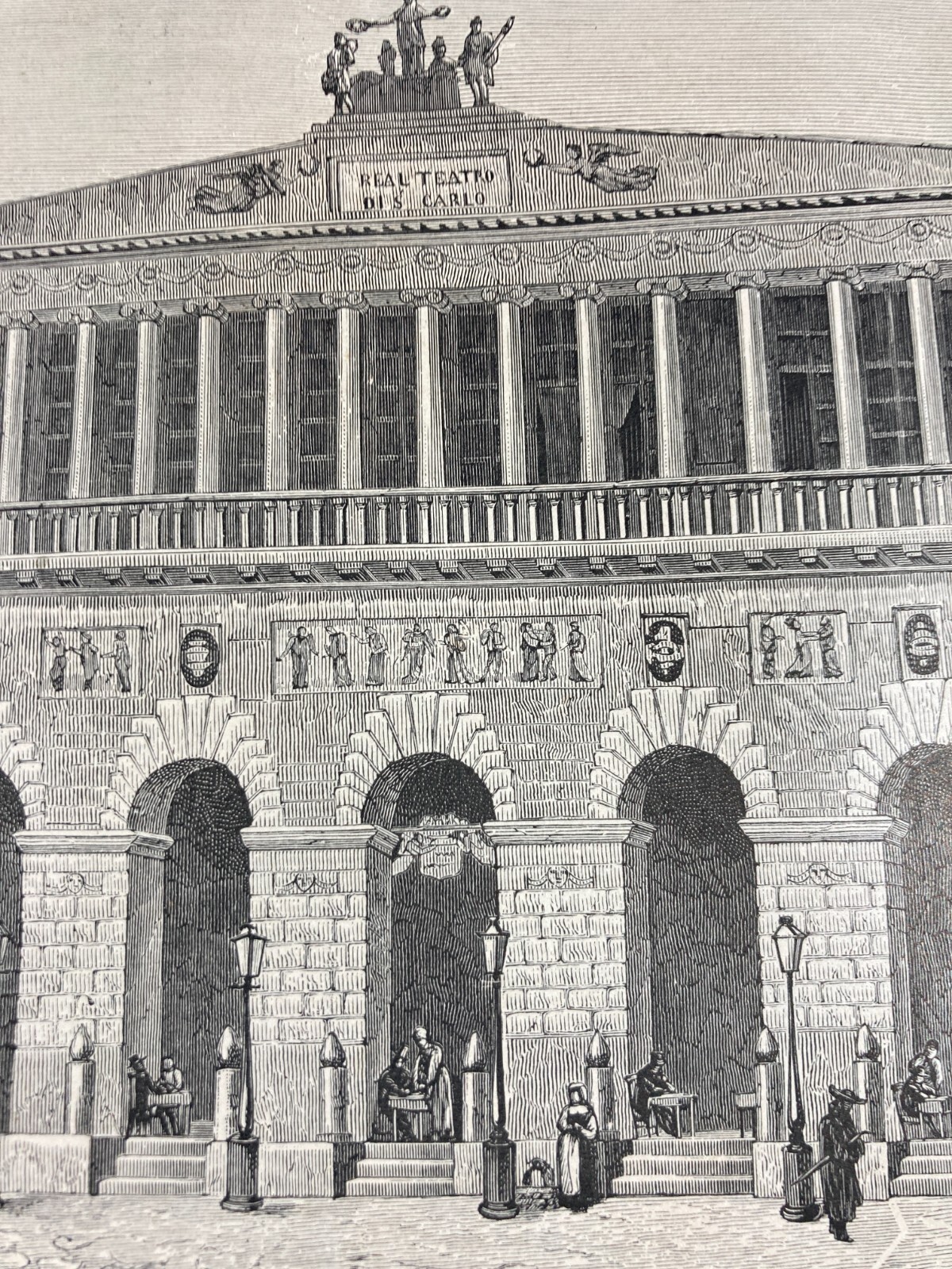 Napoli, Teatro San Carlo: Antica Veduta Animata, Prospettiva Architettonica E Portantina, 1891