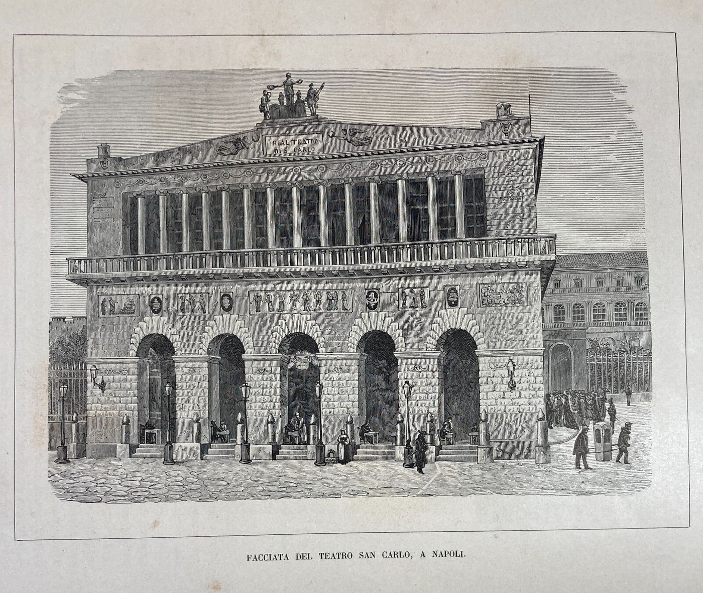 Napoli, Teatro San Carlo: Antica Veduta Animata, Prospettiva Architettonica E Portantina, 1891