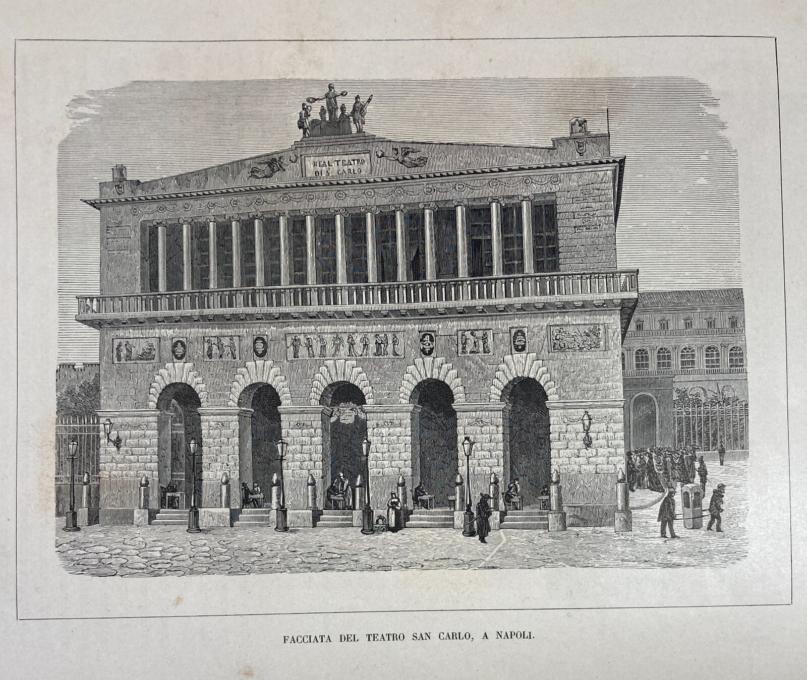 Napoli, Teatro San Carlo: Antica Veduta Animata, Prospettiva Architettonica E Portantina, 1891
