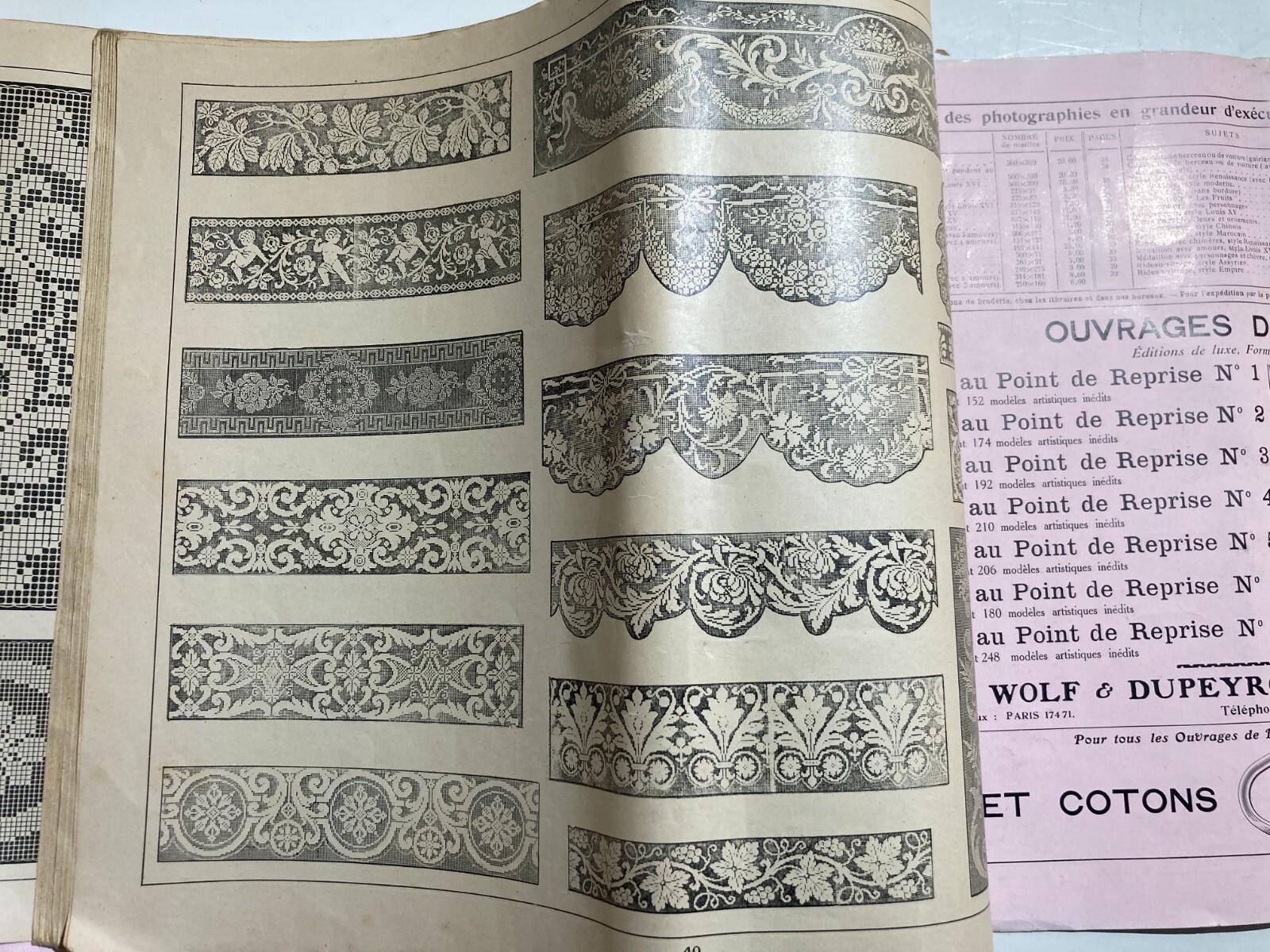 Ricamo: Album Modelli Per Ricamatrici. Dupeyron, Paris, Le Filet Ancien. Illustrato.