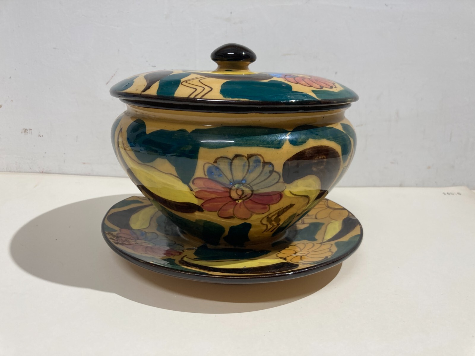 Ceramica Da Collezione Con Decoro Floreale Policromo Pubblicitaria Di Alimentari Di Lodi