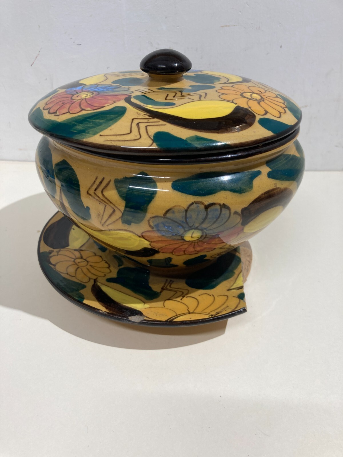 Ceramica Da Collezione Con Decoro Floreale Policromo Pubblicitaria Di Alimentari Di Lodi