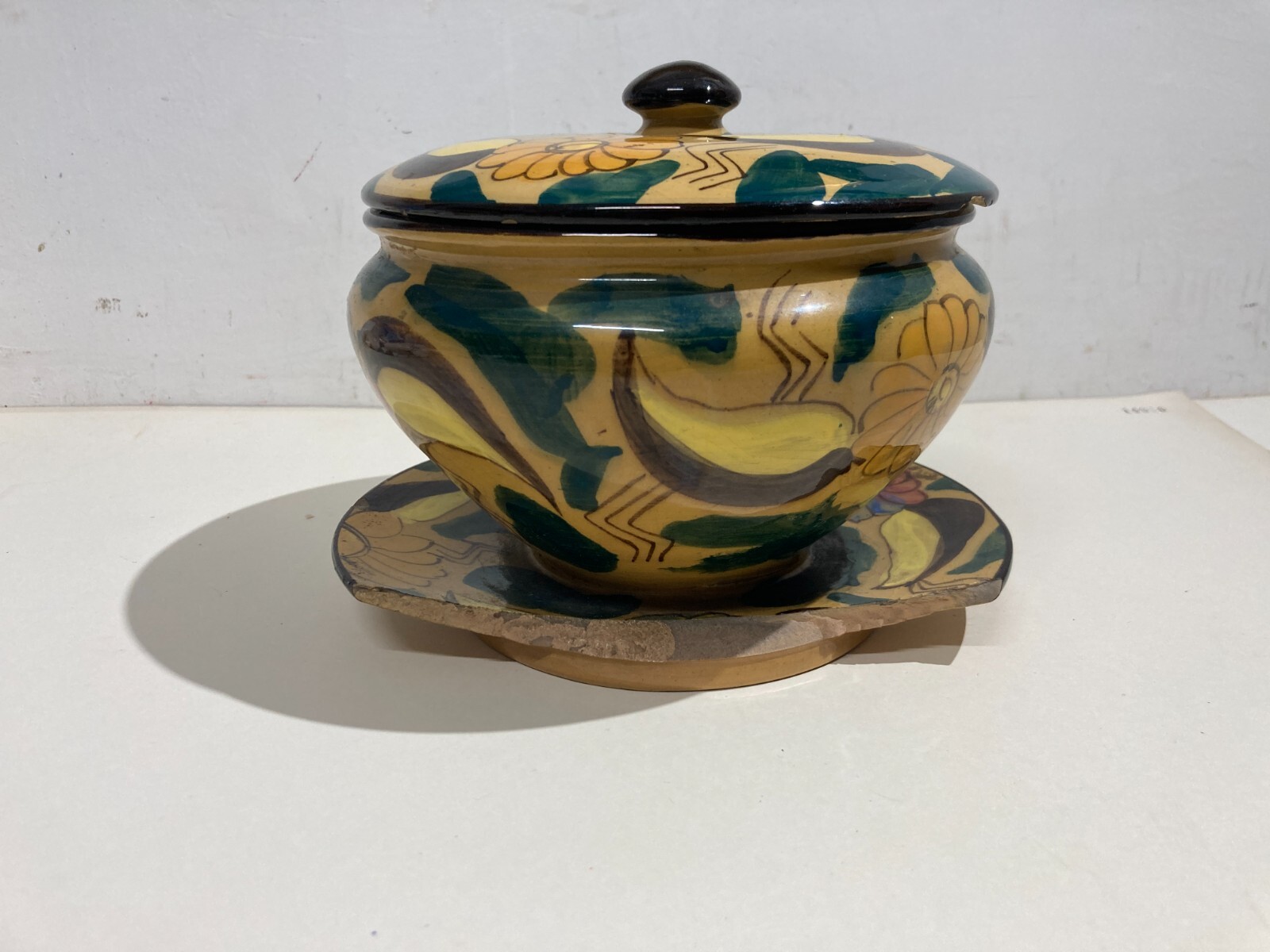 Ceramica Da Collezione Con Decoro Floreale Policromo Pubblicitaria Di Alimentari Di Lodi