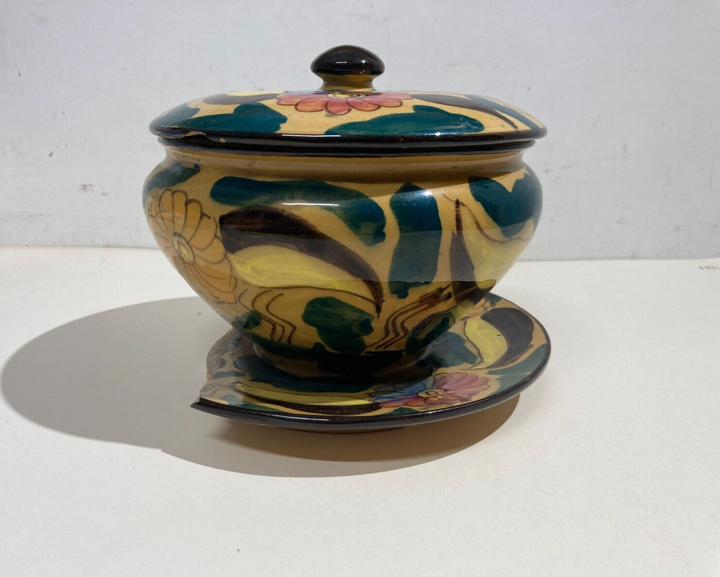 Ceramica Da Collezione Con Decoro Floreale Policromo Pubblicitaria Di Alimentari Di Lodi